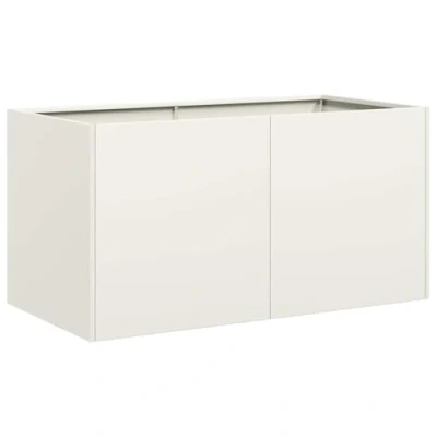 Image of vidaXL cold rolled steel rectangular planter 80x40x40 cm white support brackets modern exterior container for garden balcony patio outdoor plant pot stand