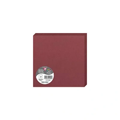 Image of Clairefontaine Ref 12180C Pollen Folded Card (Pack of 25 Sheets) 160 x 160mm Sized, 210gsm Card, Inkjet &amp; Laser Printer Compatible, Acid Free Maroon