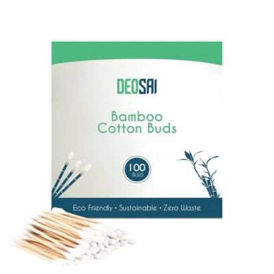 Image of 100 Premium Bamboo Cotton Buds 100% Biodegradable and Plastic Free Ear Great Alternative to Buds/Q Tips/Swabs/Earbuds (100 Count)