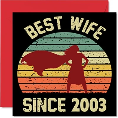 Image of 21st Anniversary Card for Wife from Husband Best Since 2003 I Love You Gifts, Happy Wedding Cards Partner, 145mm x Greeting Twenty First Anniversaries