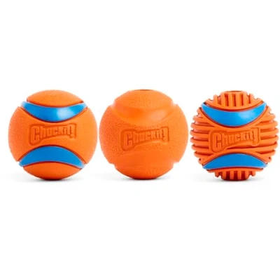 Image of Chuckit! Fetch Medley Gen 3 Rubber Dog Balls, Ultra Ball, Rugged Balls for Dogs Launcher Compatible Toy, Medium, Pack