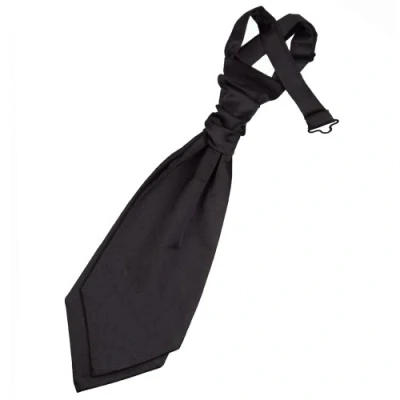 Image of DQT Plain Satin Wedding Pre Tied Scrunchie Cravat Tie for Boys Black