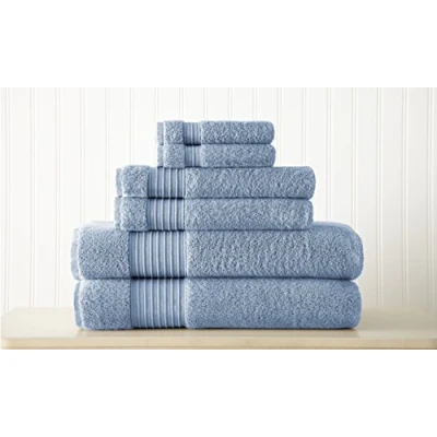 Image of Pacific Coast Textiles 6 Piece 100% Turkish Cotton Towel Set Denim, Single