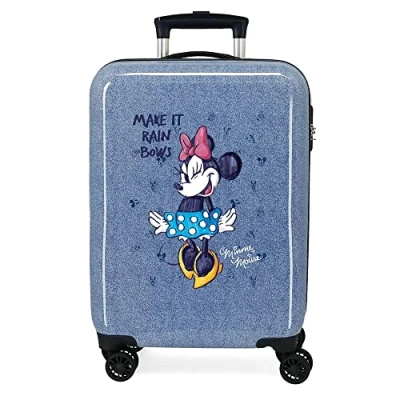 Image of Disney Minnie Make it Rain Bows Cabin Suitcase Blue 38 x 55 20 cm Rigid ABS Side Combination Lock 34L 2 kg 4 Wheels Double Hand Luggage