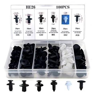 Image of Car Body Trim Clips Dawwoti Retainer Universal Auto Plastic Nylon Rivet Clamp Door Bumper Fender Liner Sealing Strip Fixed Fasteners Tools 100Pcs