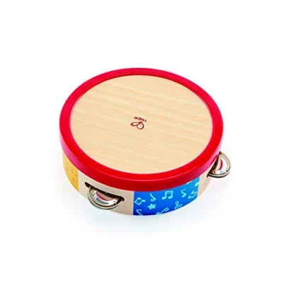 Image of Hape Tap Along Tambourine Wooden Drum for Kids, Musical Instrument Children 12 Months and Up