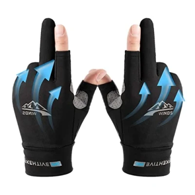 Image of TAYSTE 2 Cut Finger Gloves UV Protection Touchscreen Fishing Gloves,Flexible Work for Men and Women Anti Slip Photography Fly Ice Running