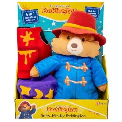 Image of Rainbow Designs Dress Me Paddington Soft Toy Plush Up Teddy Bear with 4 Adventure Outfits Encourages Imaginative Play Inspired by &#039;Paddington Bear&#039; Book &amp; TV Series