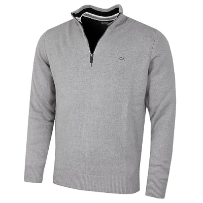 Image of Calvin Klein Mens 1/2 Zip CK Golf Sweater Silver Sport XXXL