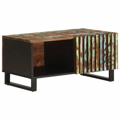 Image of vidaXL Coffee Table 80x51x40 cm Solid Acacia Wood Brown Living Room/Couch/End with Storage Compartments and Smooth Tabletop