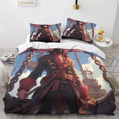 Image of Pirate Ship Warmth Quilt Cover Set Hidden Zipper Duvet with Pillowcases Captain Bedding Soft Microfiber Comforter Various Sizes for Kids Adults King（220x240cm）