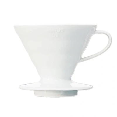 Image of Hario V60 Ceramic V Shaped Cone Coffee Dripper with Heat Retention,300 Millilitres, White, Size 02, 2