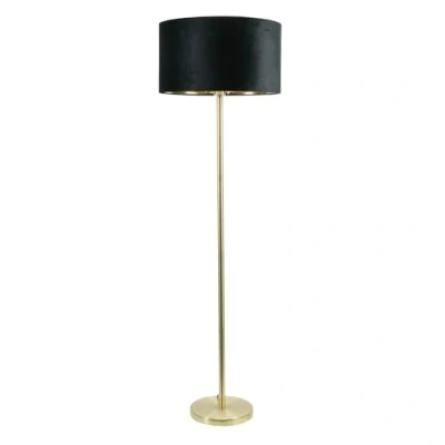 Image of ValueLights Charlie Gold Plated Modern Stem Floor Lamp with Black Velvet &amp; Inner Shade Lamps Torchieres, Home Décor Improvement Essential