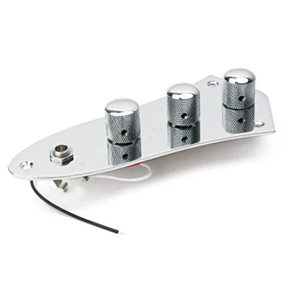 Image of Alnicov Fully Loaded Control Plate Pre Wired With Chrome Metal Cap for Jazz Bass J Style Guitar