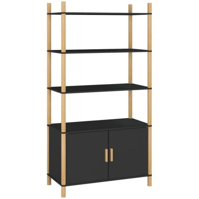 Image of vidaXL Highboard Black 80x40x153 cm Engineered Wood