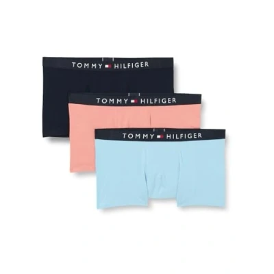 Image of Tommy Hilfiger Men&#039;s 3P Trunk Crushed Coral/Des Sky/Iron Blue XL