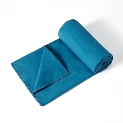 Image of Amazon Basics Hot Yoga Mat Towel, Soft Microfiber, Non Slip, Absorbent, 188 cm x 61 cm, Aqua