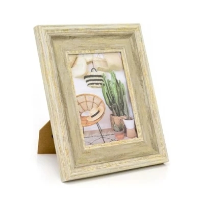 Image of Carousel Home 5x7 Antique Style White Washed Photo Frame Wall Mounted Single Aperture 6x4 Picture Freestanding Tabletop