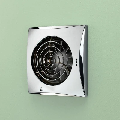 Image of HIB 33100 Hush Chrome Wall Mounted Bathroom Fan with Timer