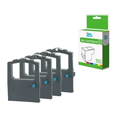 Image of InkJello Ribbon For Printer, Compatibile with OKI Microline ML182 ML183 ML192 ML193 ML280 Elite ML280eco ML320 ML321 ML3320 ML3320eco ML3321 ML3321eco ML 182 (Black, 4 Pack)