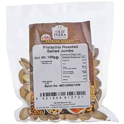Image of Old India Pistachio Roasted Salted Jumbo 100g