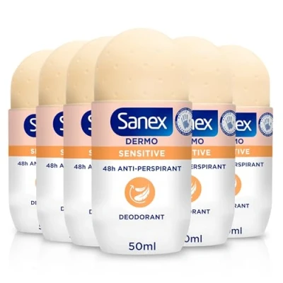 Image of Sanex Women’s “Dermo Sensitive Deo Roll on for Skin, 50 ml, Pack of 6.