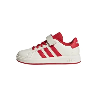 Image of adidas Unisex Kids Grand Court 2.0 Shoes Tennis Shoes, Off White Collegiate Red Core Black, 1 UK Child
