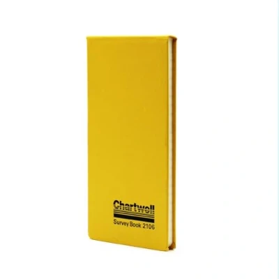 Image of Exacompta Ref 2106Z Chartwell Casebound Field Survey Book 106 x 205mm in Size, Excellent Strength When Wet, Ideal for Use Outside, Lined With 2 Lines, Yellow