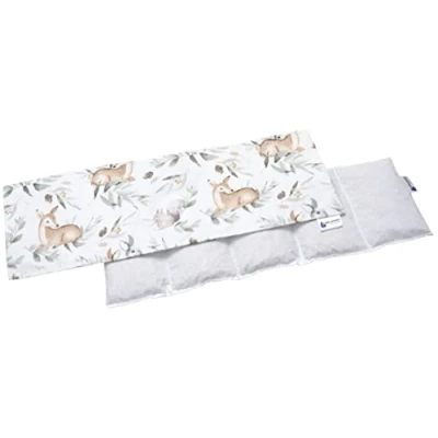 Image of Medi Partners Cherry Stone Pillow 60x20cm 800g 100% Cotton 5 Chamber Eco Natural Heat Cold Therapy Removable Pillowcase (Deer in Leaves)