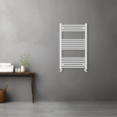 Image of Warmehaus Contemporary Straight Heated Bathroom Towel Rail Radiator Rad 1000x600mm White