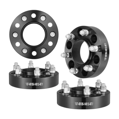 Image of VEVOR Wheel Spacers, 1.5&quot; 6&quot;x5.3&quot; Adapters, 6 Lug Forged Spacer, 87.1 mm Bore Hubcentric M14 x1.5 Studs Fit for Ford F150, Expedition, Lobo, Navigator, 4 PCS Black