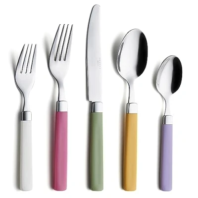 Image of ANNOVA 20 Pieces Stainless Steel Flatware/Cutlery Set Color Handles 4 x Dinner Forks, Salad Table Knives, Tablespoons, Teaspoons Service for (Mix, Pieces)