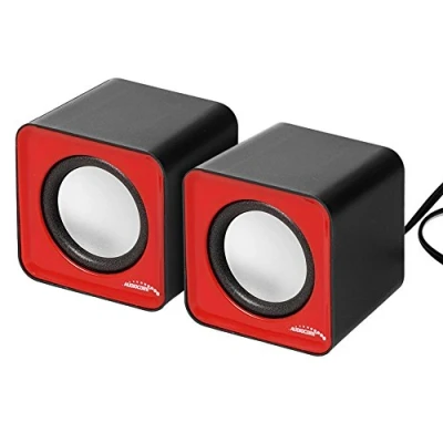 Image of Audiocore AC870 6W USB Cube Portable Bookshelf Speakers PC/Laptop/Tablet (Red)