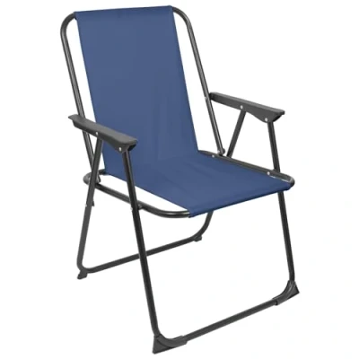 Image of Navy Folding Metal Beach Chair By Harbour Housewares