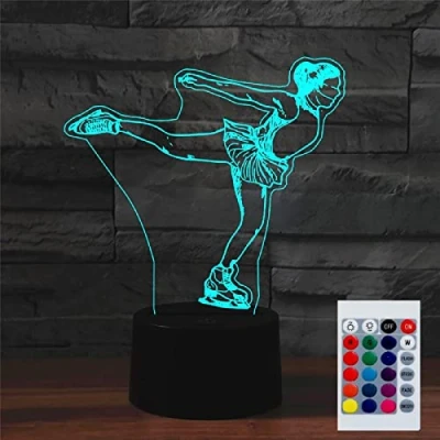 Image of SUPERHONGJIHAO Night Light for Kids 3D Skating Led Lamp with Remote Control 16 Color Changing Xmas Birthday Gift Child