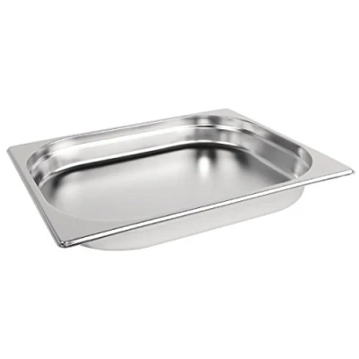 Image of Vogue Gastronorm Pan 1/2, Stainless Steel Tray, Depth: 40 mm, Capacity: 2.5 Litres, Hot and Cold Food Storage Container, Bain Marie Compatible, Lid Sold Separately, K925