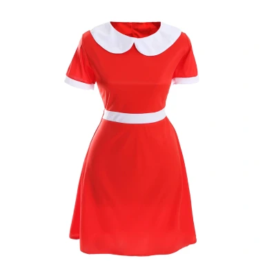 Image of Ladies Orphan Girl Costume XXLarge Red Dress With White Collar Perfect for World Book Day and Other Fancy Events