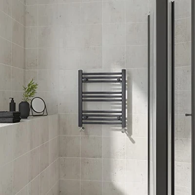 Image of Warmehaus Straight Heated Towel Rail Anthracite Bathroom Ladder Style Radiator Grey Central Heating 600x500mm