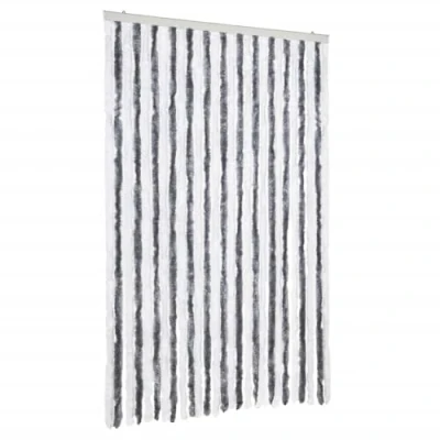 Image of vidaXL Mosquito Net Insect Door Curtain Against Flies Mosquitoes Caravan Outdoor Mobile Home Grey and White 120 x 220 cm Chenille