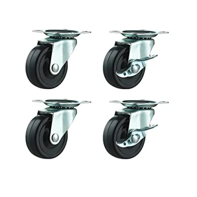 Image of Castor Wheels 4 x 40mm Heavy Duty Swivel Furniture Caster Wheel Braked Rubber Silent for Trolley Office Chair Replacement Castors Black