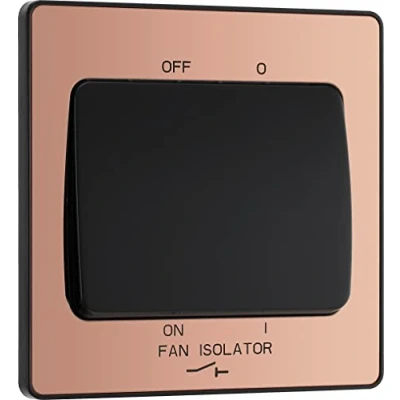 Image of British General Evolve Polished Copper Fan Isolator Switch, 10A, Triple Pole, Rocker