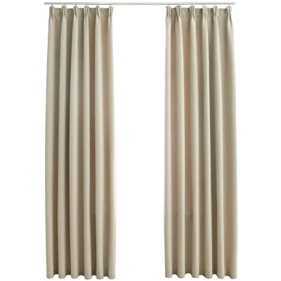 Image of vidaXL Blackout Curtains with Hooks 2 pcs Beige 140x175 cm