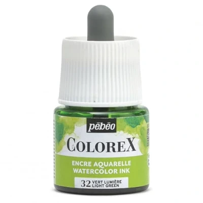 Image of Pébéo Colorex Ink 45 ml Light Green Watercolour Velvety Rendering Multi Tool Drawing for All Media