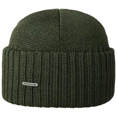 Image of Stetson Northport Winter hat Made of Merino Wool Cap in Italy Seaman&#039;s for Women/Men Fall/Winter Olive One Size