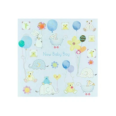 Image of UK Greetings New Baby Boy Card Teddy Bear Design, 159mm x