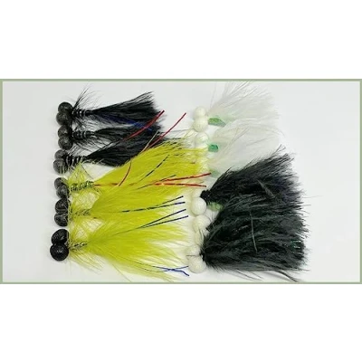 Image of 12 Pack of Booby Flash Damsels and Cat&#039;s Whiskers, Boobie Fishing Flies, fly fishing, size 10 hook