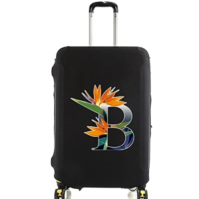 Image of initial letter Printed Design Travel Trolley Case Cover Protector Washable Suitcase Luggage Storage Covers for 18 28 inch (M (22 25 Luggage), Flower color B)
