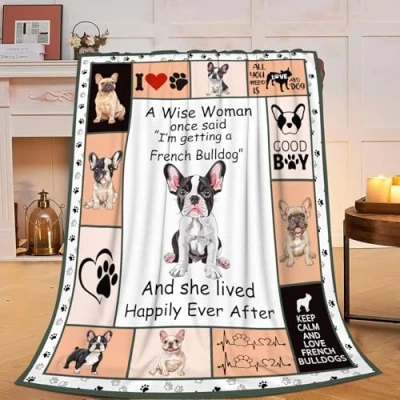 Image of French Bulldog Blanket Soft Cozy Throw Gifts for Girls Women Super Plush Warm Stuff Lightweight Fleece Flannel Gift Blankets Kids Adults 50&quot;X40&quot;