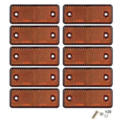 Image of Yinaolan 10 Pack Yellow Screw on Rectangular Reflectors, E11 Approval Road Safety Gate Posts Rear Reflectors for Trailer Caravan Truck Tractor Boat Lorry Motorcycle Fence Post