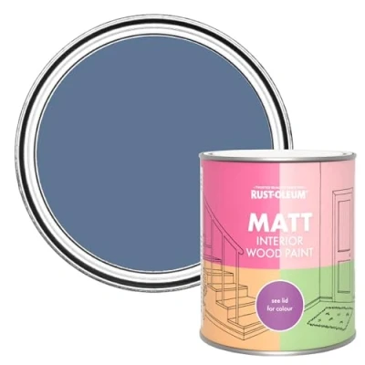 Image of Rust Oleum Blue Interior Wood Paint in Matt Finish River 750ml